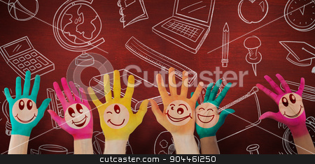 To use this stock image in your creative project, please select the size you need over to the right and click the "Add to Cart" button.
Your downloaded image will come with the Cutcaster watermark removed so don’t worry about the watermark you see on this page. Composite image of hands with colourful smiley faces stock photo, Hands with colourful smiley faces against desk by Wavebreak Media