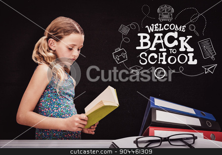 To use this stock image in your creative project, please select the size you need over to the right and click the "Add to Cart" button.
Your downloaded image will come with the Cutcaster watermark removed so don’t worry about the watermark you see on this page. Composite image of girl reading book in library stock photo, Girl reading book in library against black by Wavebreak Media