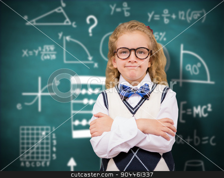 To use this stock image in your creative project, please select the size you need over to the right and click the "Add to Cart" button.
Your downloaded image will come with the Cutcaster watermark removed so don’t worry about the watermark you see on this page. Composite image of cute pupil with arms crossed stock photo, Cute pupil with arms crossed against green chalkboard by Wavebreak Media