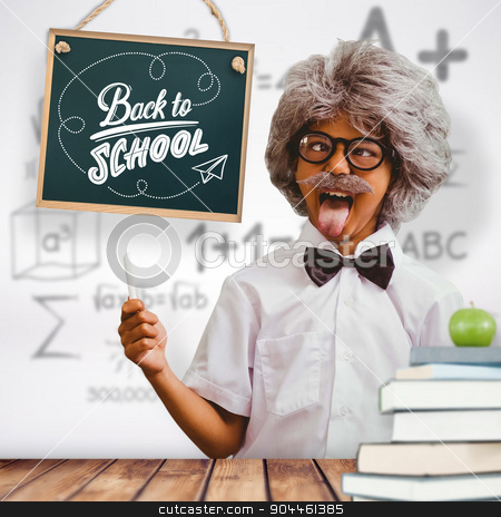 To use this stock image in your creative project, please select the size you need over to the right and click the "Add to Cart" button.
Your downloaded image will come with the Cutcaster watermark removed so don’t worry about the watermark you see on this page. Composite image of pupil dressed up in wig stock photo, Pupil dressed up in wig against wooden planks background by Wavebreak Media
