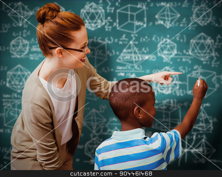 To use this stock image in your creative project, please select the size you need over to the right and click the "Add to Cart" button.
Your downloaded image will come with the Cutcaster watermark removed so don’t worry about the watermark you see on this page. Composite image of happy pupil and teacher stock photo, Happy pupil and teacher against green chalkboard by Wavebreak Media