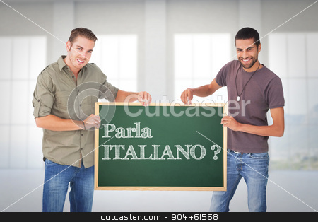 To use this stock image in your creative project, please select the size you need over to the right and click the "Add to Cart" button.
Your downloaded image will come with the Cutcaster watermark removed so don’t worry about the watermark you see on this page. Composite image of attractive men holding blank card and looking stock photo, Attractive men holding blank card and looking at camera against room overlooking ocean by Wavebreak Media