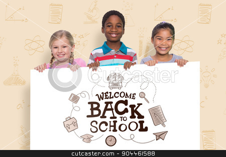 To use this stock image in your creative project, please select the size you need over to the right and click the "Add to Cart" button.
Your downloaded image will come with the Cutcaster watermark removed so don’t worry about the watermark you see on this page. Composite image of happy pupils showing stock photo, Happy pupils showing against back to school by Wavebreak Media