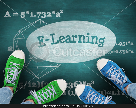 To use this stock image in your creative project, please select the size you need over to the right and click the "Add to Cart" button.
Your downloaded image will come with the Cutcaster watermark removed so don’t worry about the watermark you see on this page. E-learning against green chalkboard stock photo, The word e-learning and casual shoes against green chalkboard by Wavebreak Media