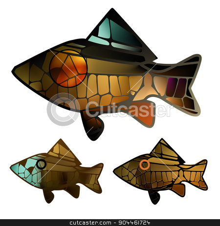 To use this stock image in your creative project, please select the size you need over to the right and click the "Add to Cart" button.
Your downloaded image will come with the Cutcaster watermark removed so don’t worry about the watermark you see on this page. stained glass mosaic gold bright colorful marine fish stock vector clipart, stained glass mosaic to any surface with gold bright colorful marine fish by BELL1313