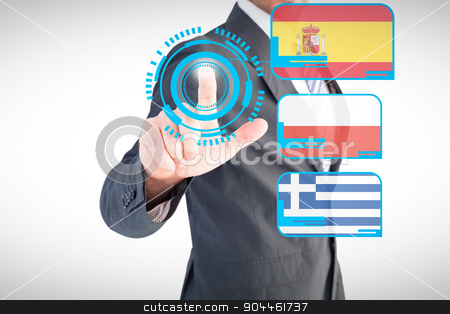 To use this stock image in your creative project, please select the size you need over to the right and click the "Add to Cart" button.
Your downloaded image will come with the Cutcaster watermark removed so don’t worry about the watermark you see on this page. Composite image of businessman pointing with his finger stock photo, Businessman pointing with his finger against interface by Wavebreak Media