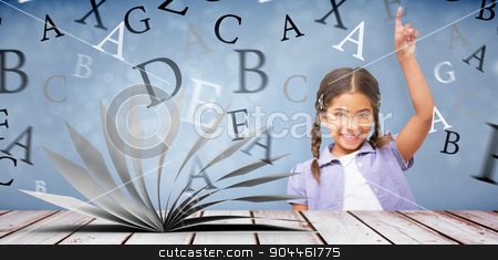 To use this stock image in your creative project, please select the size you need over to the right and click the "Add to Cart" button.
Your downloaded image will come with the Cutcaster watermark removed so don’t worry about the watermark you see on this page. Composite image of happy pupil with arm raised stock photo, Happy pupil with arm raised against light design shimmering on silver by Wavebreak Media