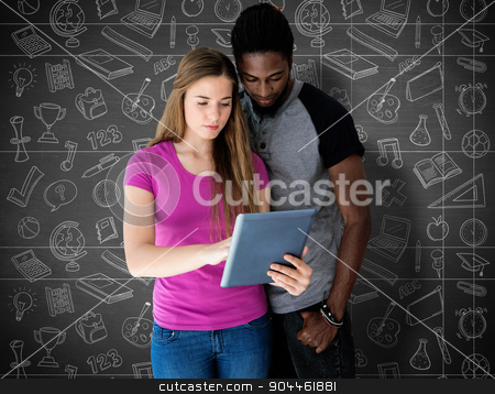 To use this stock image in your creative project, please select the size you need over to the right and click the "Add to Cart" button.
Your downloaded image will come with the Cutcaster watermark removed so don’t worry about the watermark you see on this page. Composite image of creative team looking at digital tablet stock photo, Creative team looking at digital tablet against black background by Wavebreak Media