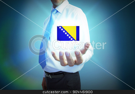 To use this stock image in your creative project, please select the size you need over to the right and click the "Add to Cart" button.
Your downloaded image will come with the Cutcaster watermark removed so don’t worry about the watermark you see on this page. Composite image of businessman holding hand out stock photo, Businessman holding hand out against blue background by Wavebreak Media