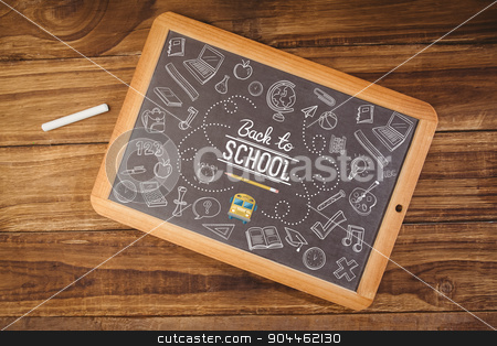 To use this stock image in your creative project, please select the size you need over to the right and click the "Add to Cart" button.
Your downloaded image will come with the Cutcaster watermark removed so don’t worry about the watermark you see on this page. Composite image of back to school stock photo, back to school against chalkboard on desk by Wavebreak Media