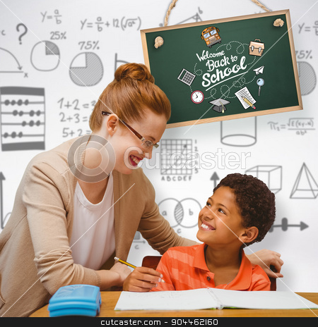 To use this stock image in your creative project, please select the size you need over to the right and click the "Add to Cart" button.
Your downloaded image will come with the Cutcaster watermark removed so don’t worry about the watermark you see on this page. Composite image of teacher helping pupil stock photo, Teacher helping pupil against grey background by Wavebreak Media