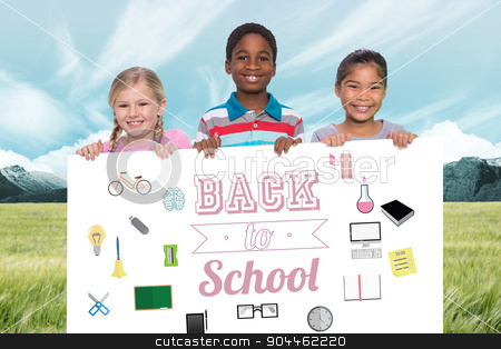 To use this stock image in your creative project, please select the size you need over to the right and click the "Add to Cart" button.
Your downloaded image will come with the Cutcaster watermark removed so don’t worry about the watermark you see on this page. Composite image of happy pupils showing stock photo, Happy pupils showing against scenic backdrop by Wavebreak Media