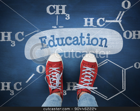 To use this stock image in your creative project, please select the size you need over to the right and click the "Add to Cart" button.
Your downloaded image will come with the Cutcaster watermark removed so don’t worry about the watermark you see on this page. Education against blue chalkboard stock photo, The word education and casual shoes against blue chalkboard by Wavebreak Media