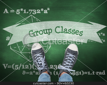 To use this stock image in your creative project, please select the size you need over to the right and click the "Add to Cart" button.
Your downloaded image will come with the Cutcaster watermark removed so don’t worry about the watermark you see on this page. Group classes against green chalkboard stock photo, The word group classes and casual shoes against green chalkboard by Wavebreak Media