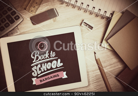 To use this stock image in your creative project, please select the size you need over to the right and click the "Add to Cart" button.
Your downloaded image will come with the Cutcaster watermark removed so don’t worry about the watermark you see on this page. Composite image of back to school stock photo, back to school against students desk with tablet pc by Wavebreak Media