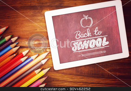 To use this stock image in your creative project, please select the size you need over to the right and click the "Add to Cart" button.
Your downloaded image will come with the Cutcaster watermark removed so don’t worry about the watermark you see on this page. Composite image of back to school stock photo, back to school against students desk with tablet pc by Wavebreak Media