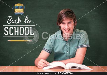 To use this stock image in your creative project, please select the size you need over to the right and click the "Add to Cart" button.
Your downloaded image will come with the Cutcaster watermark removed so don’t worry about the watermark you see on this page. Composite image of student sitting in library reading stock photo, Student sitting in library reading against green chalkboard by Wavebreak Media