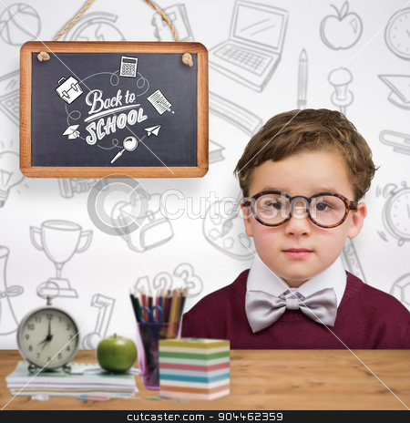 To use this stock image in your creative project, please select the size you need over to the right and click the "Add to Cart" button.
Your downloaded image will come with the Cutcaster watermark removed so don’t worry about the watermark you see on this page. Composite image of cute schoolboy wearing reading glasses stock photo, Cute schoolboy wearing reading glasses against bleached wooden planks background by Wavebreak Media