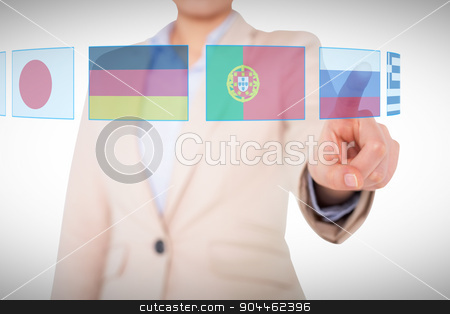 To use this stock image in your creative project, please select the size you need over to the right and click the "Add to Cart" button.
Your downloaded image will come with the Cutcaster watermark removed so don’t worry about the watermark you see on this page. Composite image of businesswoman pointing stock photo, Businesswoman pointing against white background with vignette by Wavebreak Media