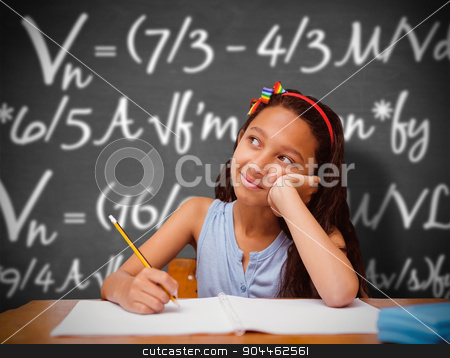 To use this stock image in your creative project, please select the size you need over to the right and click the "Add to Cart" button.
Your downloaded image will come with the Cutcaster watermark removed so don’t worry about the watermark you see on this page. Composite image of cute pupil at desk stock photo, Cute pupil at desk against black background by Wavebreak Media