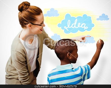 To use this stock image in your creative project, please select the size you need over to the right and click the "Add to Cart" button.
Your downloaded image will come with the Cutcaster watermark removed so don’t worry about the watermark you see on this page. Composite image of happy pupil and teacher stock photo, Happy pupil and teacher against white background with vignette by Wavebreak Media