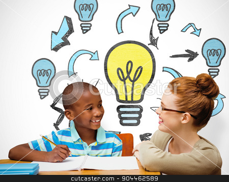 To use this stock image in your creative project, please select the size you need over to the right and click the "Add to Cart" button.
Your downloaded image will come with the Cutcaster watermark removed so don’t worry about the watermark you see on this page. Composite image of happy pupil and teacher stock photo, Happy pupil and teacher against white background with vignette by Wavebreak Media