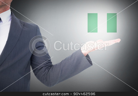 To use this stock image in your creative project, please select the size you need over to the right and click the "Add to Cart" button.
Your downloaded image will come with the Cutcaster watermark removed so don’t worry about the watermark you see on this page. Composite image of businessman with his hand out stock photo, Businessman with his hand out against grey background by Wavebreak Media