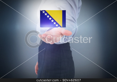 To use this stock image in your creative project, please select the size you need over to the right and click the "Add to Cart" button.
Your downloaded image will come with the Cutcaster watermark removed so don’t worry about the watermark you see on this page. Composite image of businesswoman presenting with hand stock photo, Businesswoman presenting with hand against blue background by Wavebreak Media