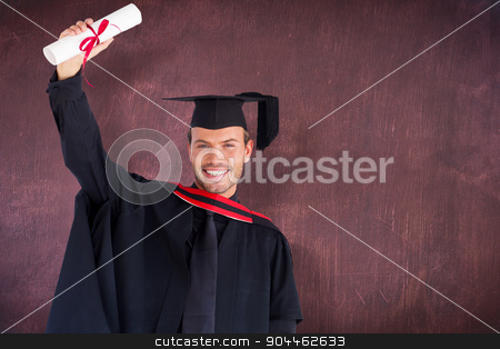To use this stock image in your creative project, please select the size you need over to the right and click the "Add to Cart" button.
Your downloaded image will come with the Cutcaster watermark removed so don’t worry about the watermark you see on this page. Composite image of happy attractive boy after his graduation stock photo, Happy attractive boy after his graduation against desk by Wavebreak Media