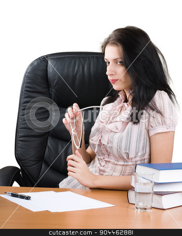 To use this stock image in your creative project, please select the size you need over to the right and click the "Add to Cart" button.
Your downloaded image will come with the Cutcaster watermark removed so don’t worry about the watermark you see on this page. Beautiful business lady in office stock photo, Young attractive businesswoman with glasses in office by Aikon