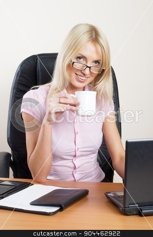 To use this stock image in your creative project, please select the size you need over to the right and click the "Add to Cart" button.
Your downloaded image will come with the Cutcaster watermark removed so don’t worry about the watermark you see on this page. Business woman with laptop stock photo, Business woman working on a laptop at the office and smiling by Aikon