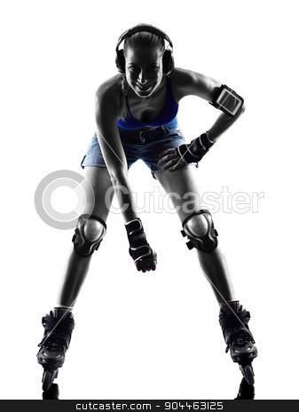 To use this stock image in your creative project, please select the size you need over to the right and click the "Add to Cart" button.
Your downloaded image will come with the Cutcaster watermark removed so don’t worry about the watermark you see on this page. woman in roller skates silhouette stock photo, one woman in roller skates silhouette studio isolated on white background by Ishadow