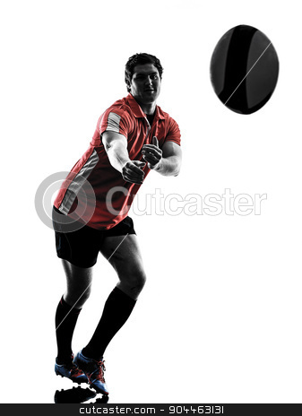 To use this stock image in your creative project, please select the size you need over to the right and click the "Add to Cart" button.
Your downloaded image will come with the Cutcaster watermark removed so don’t worry about the watermark you see on this page. rugby man player silhouette stock photo, one caucasian rugby man player in studio silhouette isolated on white background by Ishadow