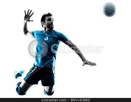 To use this stock image in your creative project, please select the size you need over to the right and click the "Add to Cart" button.
Your downloaded image will come with the Cutcaster watermark removed so don’t worry about the watermark you see on this page. man volleyball jumping silhouette stock photo, one caucasian man volleyball jumping in studio silhouette isolated on white background in studio silhouette isolated on white background by Ishadow