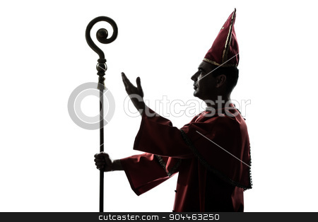 To use this stock image in your creative project, please select the size you need over to the right and click the "Add to Cart" button.
Your downloaded image will come with the Cutcaster watermark removed so don’t worry about the watermark you see on this page. man cardinal bishop silhouette saluting blessing stock photo, one man cardinal bishop silhouette saluting blessing in studio isolated on white background by Ishadow