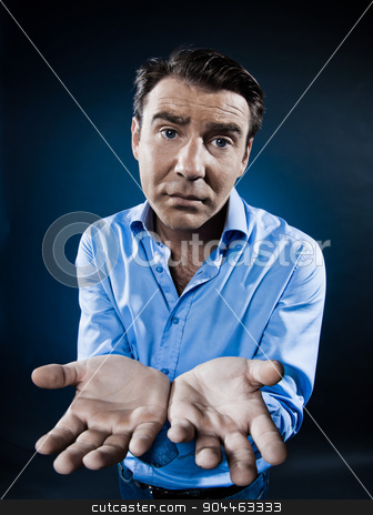 To use this stock image in your creative project, please select the size you need over to the right and click the "Add to Cart" button.
Your downloaded image will come with the Cutcaster watermark removed so don’t worry about the watermark you see on this page. Man Portrait Begging Despair stock photo, man begging despair portrait isolated studio on black background by Ishadow