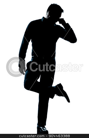 To use this stock image in your creative project, please select the size you need over to the right and click the "Add to Cart" button.
Your downloaded image will come with the Cutcaster watermark removed so don’t worry about the watermark you see on this page. silhouette man full length looking at his shoes with unpleasant stock photo, one man looking at his shoes unpleasant smell full length silhouette in studio isolated white background by Ishadow