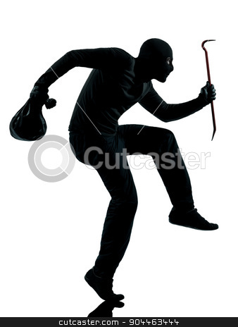 To use this stock image in your creative project, please select the size you need over to the right and click the "Add to Cart" button.
Your downloaded image will come with the Cutcaster watermark removed so don’t worry about the watermark you see on this page. thief criminal walking quiet silhouette stock photo, thief criminal walking quiet in silhouette studio isolated on white background by Ishadow