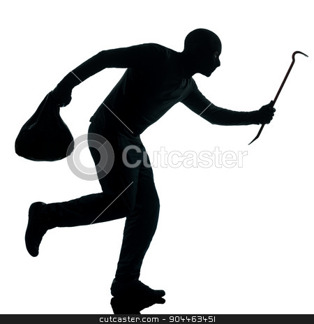 To use this stock image in your creative project, please select the size you need over to the right and click the "Add to Cart" button.
Your downloaded image will come with the Cutcaster watermark removed so don’t worry about the watermark you see on this page. man thief criminal running silhouette stock photo, thief criminal running in silhouette studio isolated on white background in silhouette studio isolated on white background by Ishadow