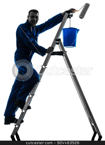 To use this stock image in your creative project, please select the size you need over to the right and click the "Add to Cart" button.
Your downloaded image will come with the Cutcaster watermark removed so don’t worry about the watermark you see on this page. man house painter worker silhouette stock photo, one man house painter worker silhouette in studio on white background by Ishadow