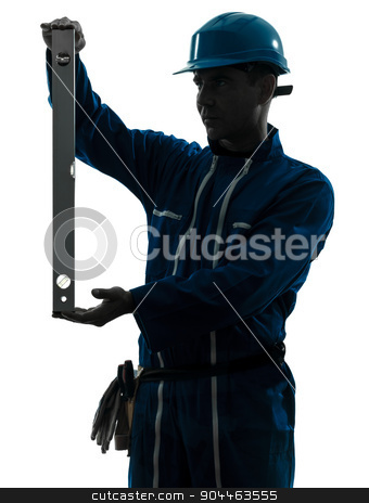 To use this stock image in your creative project, please select the size you need over to the right and click the "Add to Cart" button.
Your downloaded image will come with the Cutcaster watermark removed so don’t worry about the watermark you see on this page. man construction worker holding level silhouette stock photo, one man construction worker holding level silhouette in studio on white background by Ishadow