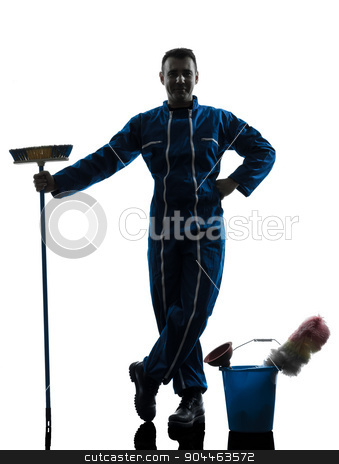 To use this stock image in your creative project, please select the size you need over to the right and click the "Add to Cart" button.
Your downloaded image will come with the Cutcaster watermark removed so don’t worry about the watermark you see on this page. man janitor cleaner cleaning silhouette stock photo, one janitor cleaner cleaning silhouette in studio on white background by Ishadow