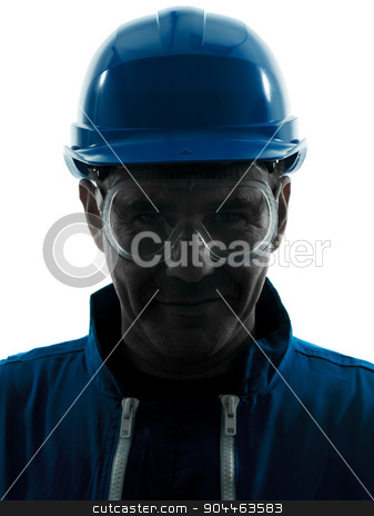 To use this stock image in your creative project, please select the size you need over to the right and click the "Add to Cart" button.
Your downloaded image will come with the Cutcaster watermark removed so don’t worry about the watermark you see on this page. man construction protective workwear silhouette portrait stock photo, one man construction worker smiling silhouette portrait in studio on white background by Ishadow