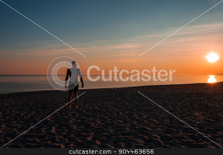 To use this stock image in your creative project, please select the size you need over to the right and click the "Add to Cart" button.
Your downloaded image will come with the Cutcaster watermark removed so don’t worry about the watermark you see on this page. silhouette of man staring at the sea at sunset stock photo, silhouette of man staring at the sea at sunset, fitness by Francesco