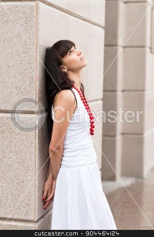 To use this stock image in your creative project, please select the size you need over to the right and click the "Add to Cart" button.
Your downloaded image will come with the Cutcaster watermark removed so don’t worry about the watermark you see on this page. Attractive sad girl with red beads stock photo, Young beautiful sad woman with red beads at city background by Aikon