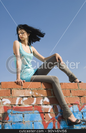 To use this stock image in your creative project, please select the size you need over to the right and click the "Add to Cart" button.
Your downloaded image will come with the Cutcaster watermark removed so don’t worry about the watermark you see on this page. Young woman on roof stock photo, Young woman resting on residential building roof by Aikon