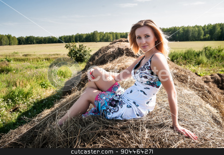To use this stock image in your creative project, please select the size you need over to the right and click the "Add to Cart" button.
Your downloaded image will come with the Cutcaster watermark removed so don’t worry about the watermark you see on this page. Young blond woman sits on hay stock photo, Young attractive blonde woman relaxes on hay stack by Aikon