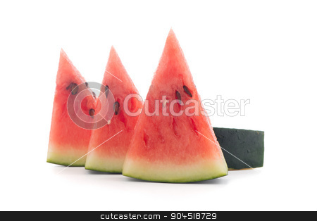 To use this stock image in your creative project, please select the size you need over to the right and click the "Add to Cart" button.
Your downloaded image will come with the Cutcaster watermark removed so don’t worry about the watermark you see on this page. Watermelon stock photo, Closeup of watermelon slices on white background by Homydesign