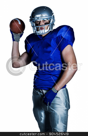 To use this stock image in your creative project, please select the size you need over to the right and click the "Add to Cart" button.
Your downloaded image will come with the Cutcaster watermark removed so don’t worry about the watermark you see on this page. Portrait of American football player in uniform throwing ball stock photo, Portrait of American football player in uniform throwing ball against white background by Wavebreak Media