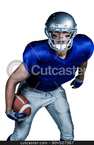 To use this stock image in your creative project, please select the size you need over to the right and click the "Add to Cart" button.
Your downloaded image will come with the Cutcaster watermark removed so don’t worry about the watermark you see on this page. Portrait of American football player in uniform playing stock photo, Portrait of American football player in uniform playing against white background by Wavebreak Media